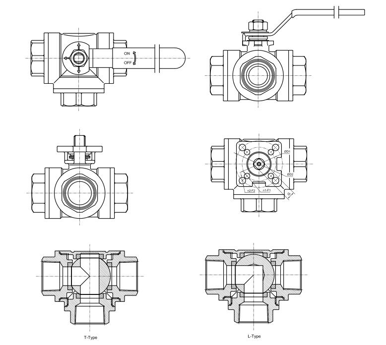3-ходовой шаровой кран из нержавеющей стали-2 